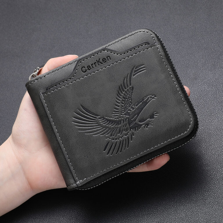 Carteira Masculina De Couro Com Zíper Business Ea