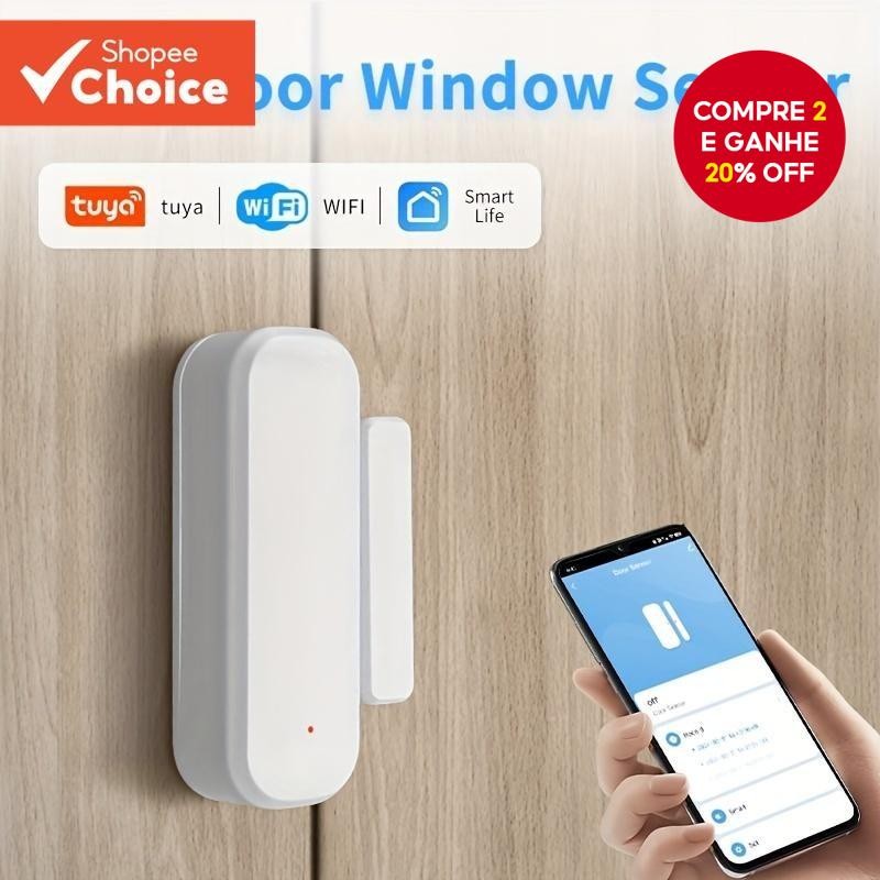 Tuya Wifi Sensor De Porta Janela Entrada Segurança Contra Roubo Alarme Vida Inteligente Magnética Al
