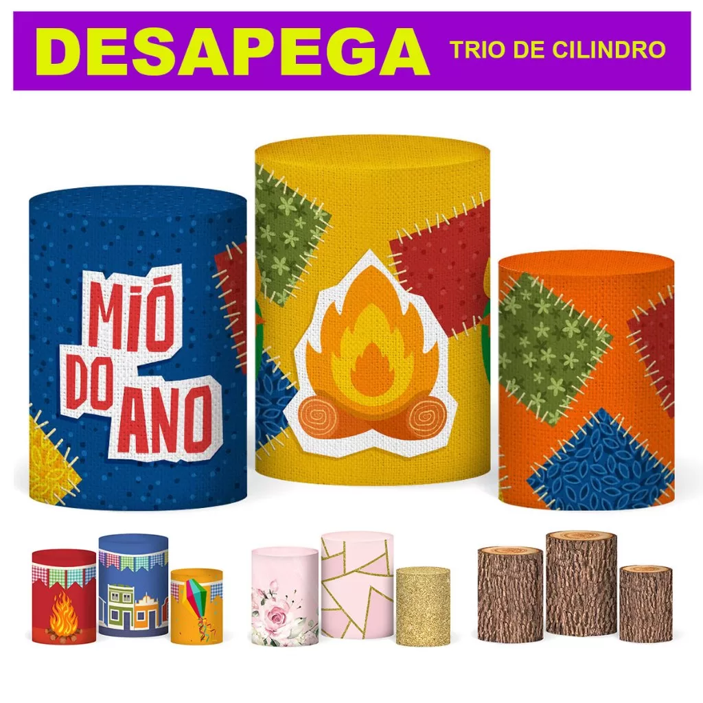 Trio Capa Cilindro Decoração de Festa Vários Modelos Em Tecido – Desapega