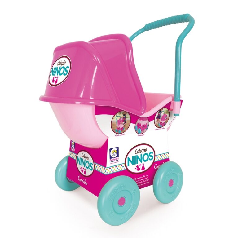 Carrinho De Boneca Bebe Ninos Rosa C/ Lapela 2215 