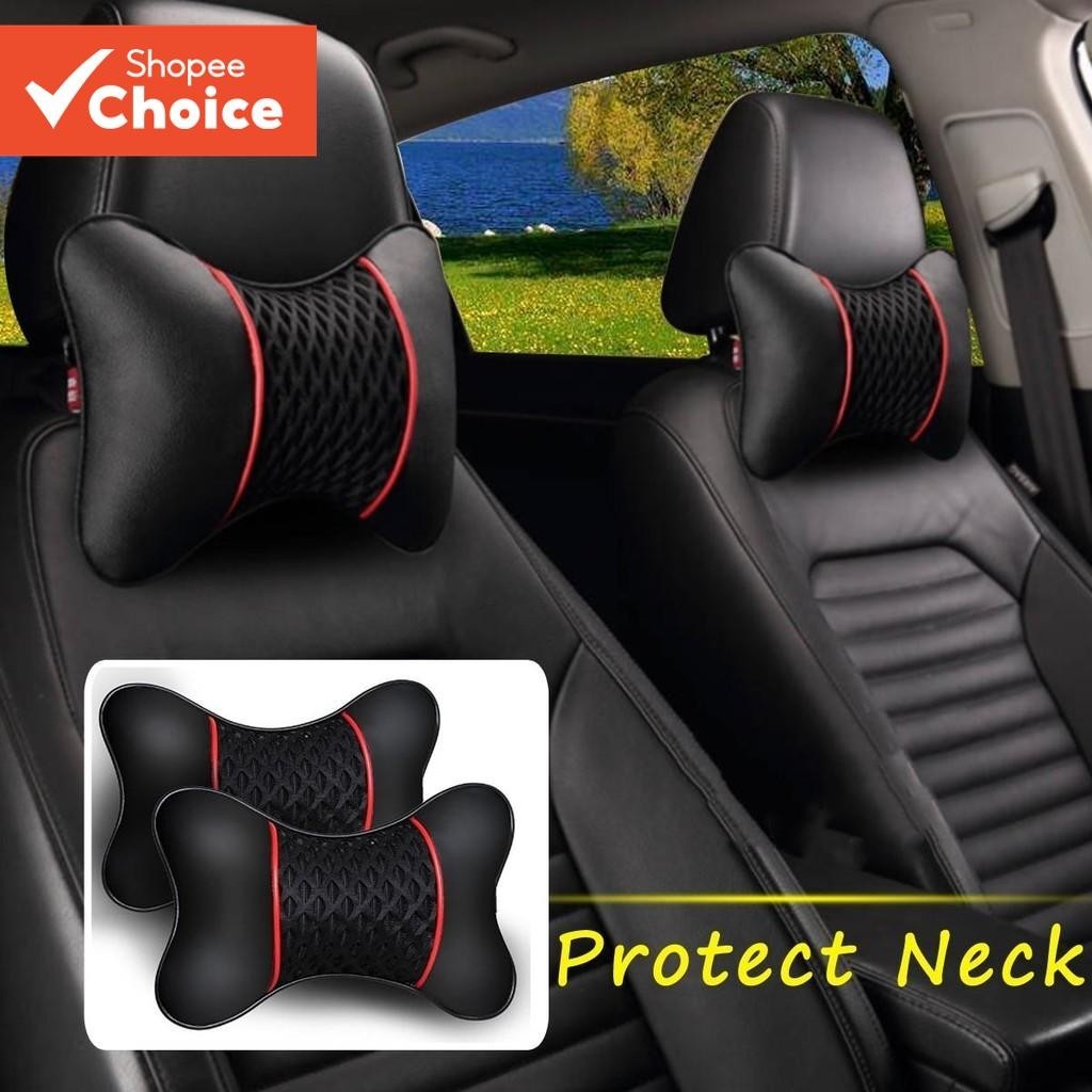 Almofadas de Carro de Malha de Couro PU: Encosto de Cabeça e Descanso de Pescoço, Acessórios de Asse