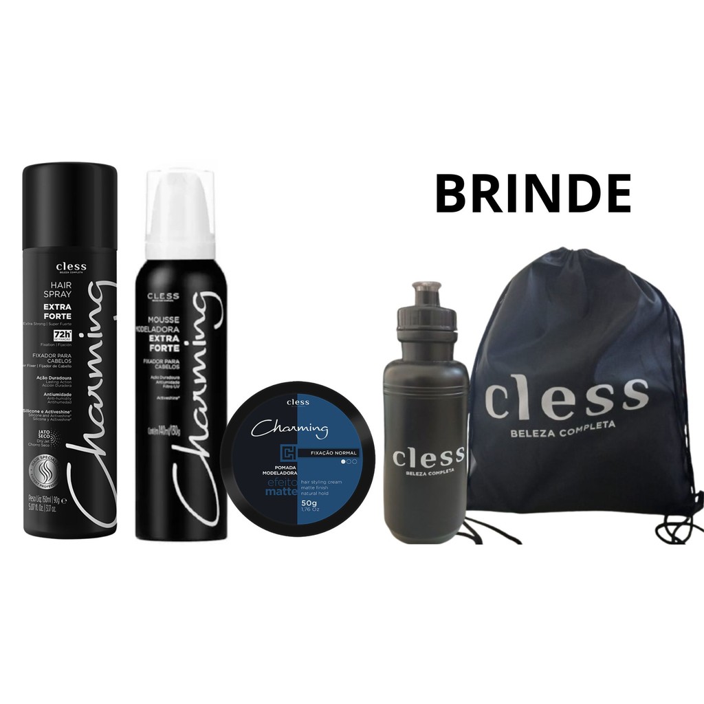 Kit Charming C/ 3 itens ( Mousse, Hair Spray, Pomada ) Cless