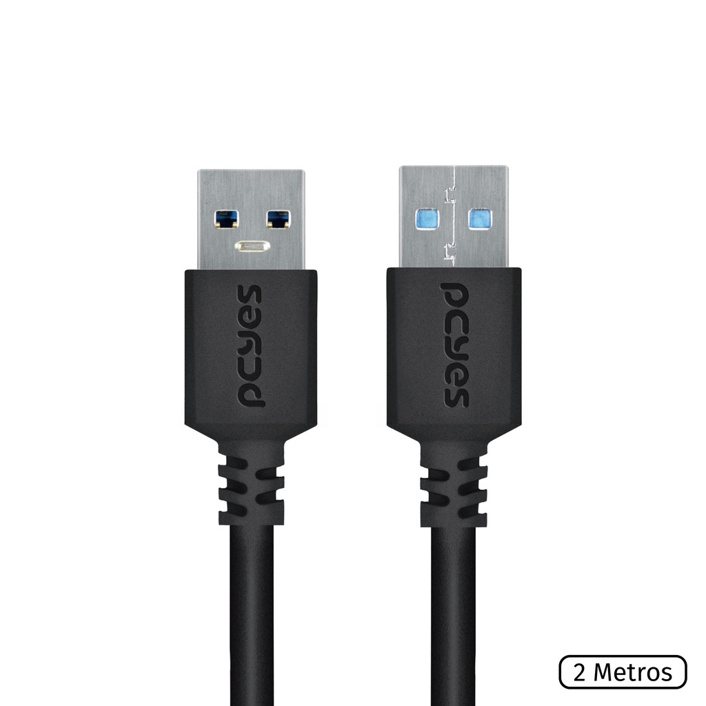 CABO DE DADOS USB A 3.0 MACHO PARA USB A 3.0 MACHO 28AWG PURO COBRE 2 METROS – PUAM3-2