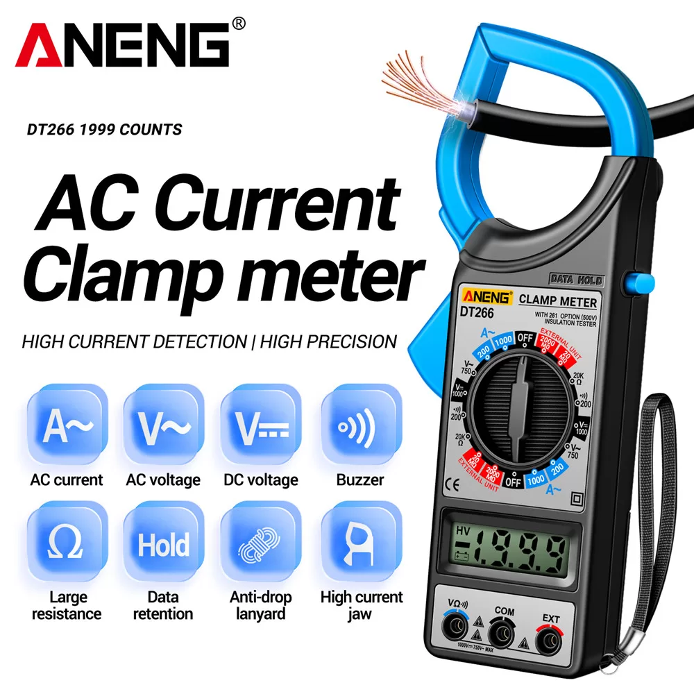 Medidor De Braçadeira Inteligente ANENG DT266-8-1999 Conta Ferramenta Digital Para Testes De Corrent