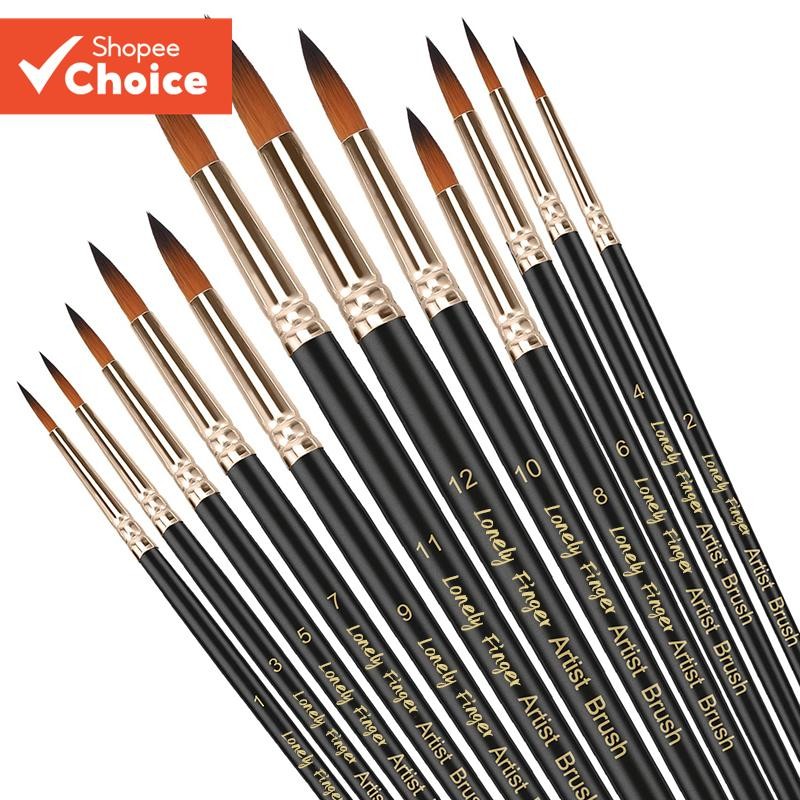 Conjunto De Pincéis De Pintura Profissional , 12 Peças , Ponta Redonda , Cabelo De Nylon , Pincel Ac