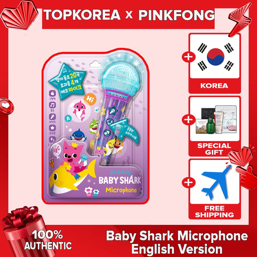 Pinkfong + Novo + Microfone BABY SHARK Versão Em Inglês [Envio Da Coreia]