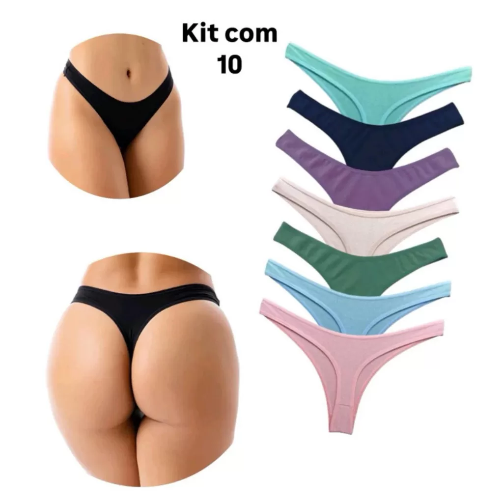 Kit 10 Calcinhas Fio dental Microfibra P M G GG