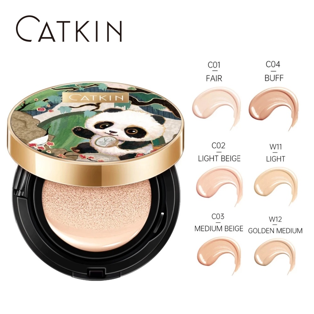 (2 Pcs) CATKIN Panda BB Almofada Fundação Acabamento Impecável Creme Leve Cobertura Média Controle D