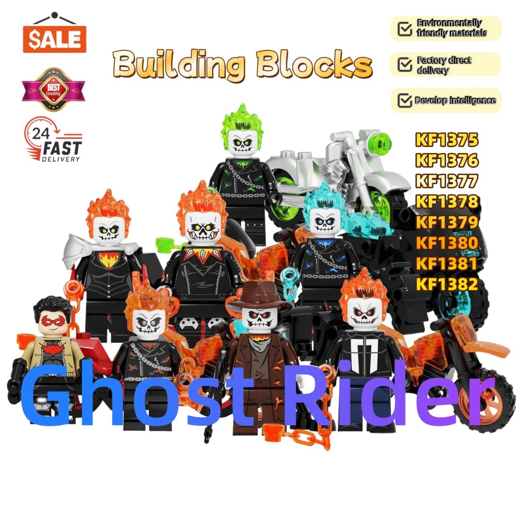 Ghost Rider Motocicleta KF1375-KF1382 Series Blocos de Construção Montados Toy Model Figure Presente
