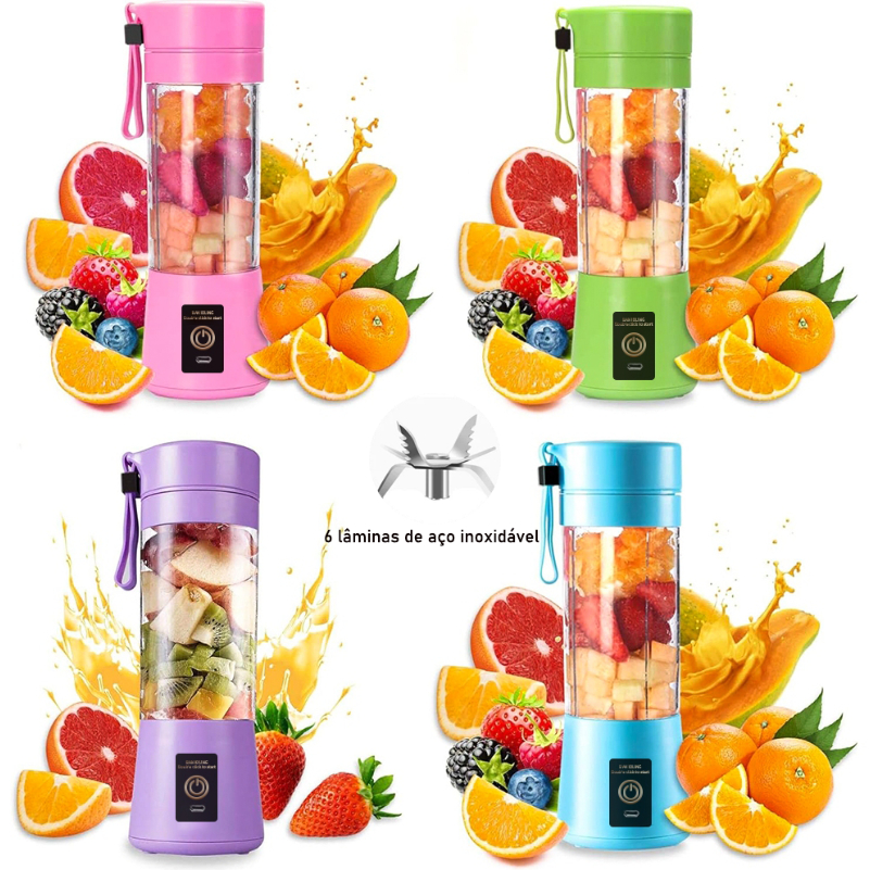 Mini Liquidificador Portátil Juicer de suco elétrico Shake 6 Laminas + Cabo USB 110V/220V 380ML