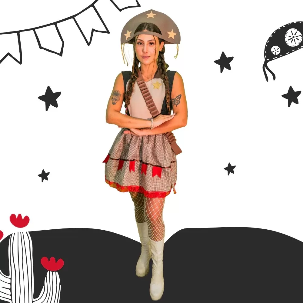 Conjunto Maria Bonita Cangaceira Adulto Caipira Quadrilha Festa Junina Sao Joao 15