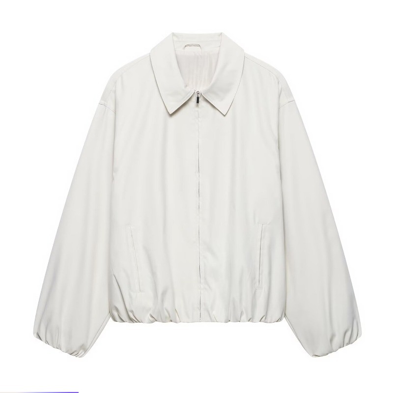 Estilo europeu americano novo estilo moda feminina All-Match solto Casual lapela bombardeiro casaco