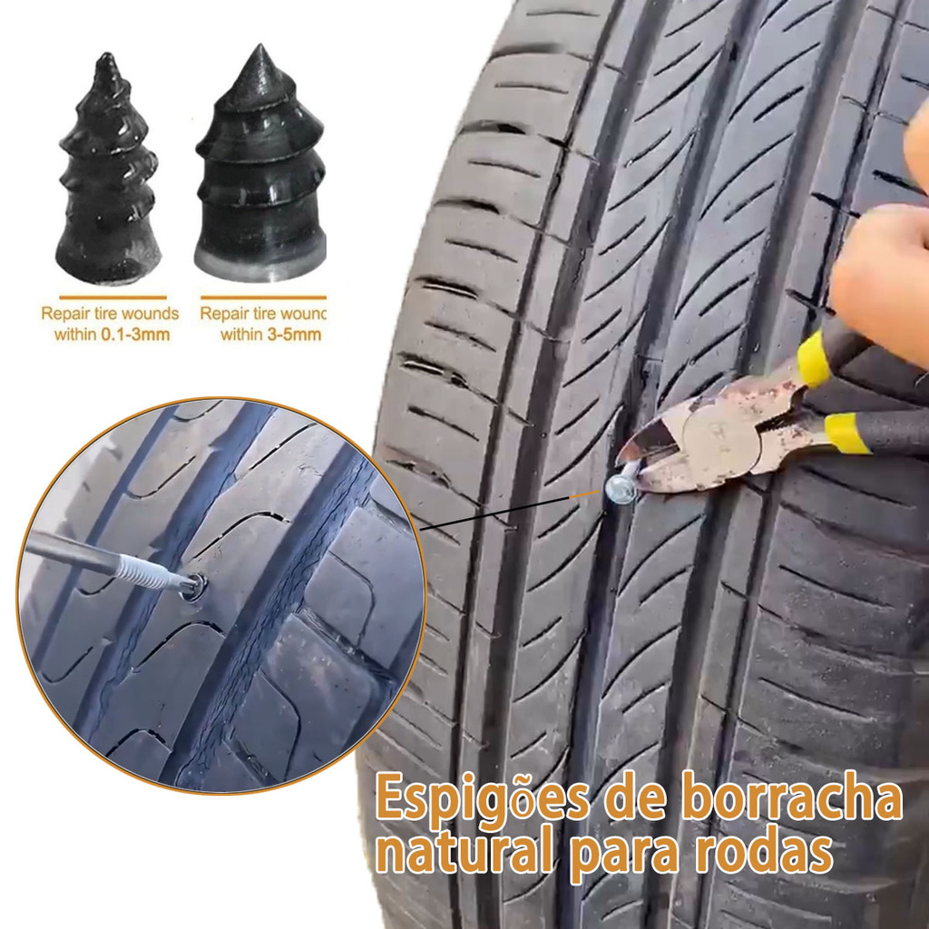 10 Kit De Pregos De Reparo De Pneus A Vácuo Universal Para Motocicletas e carrosBorracha Natural, Re
