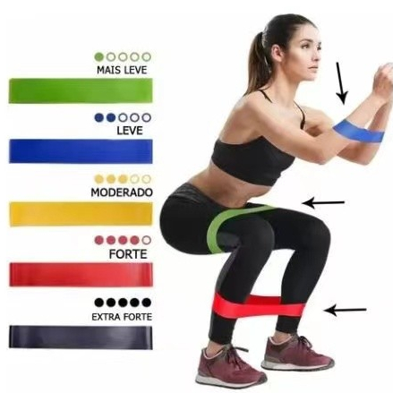 kit 5 faixa elástica para exercício de Resistên