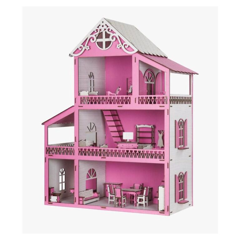 Casa Casinha Boneca Pintado Rosa Branco Mdf 60cm C