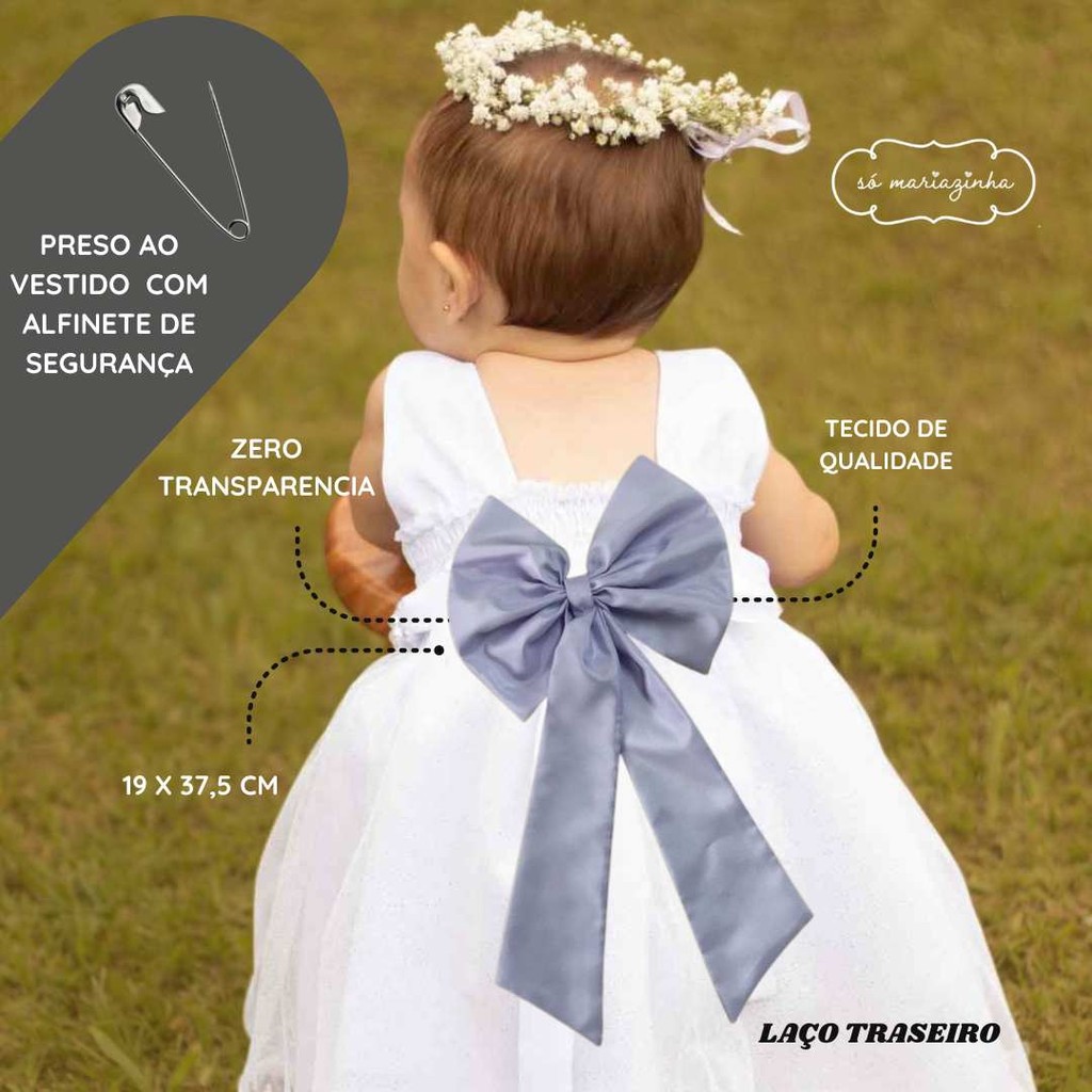 Laço PRATA Para Vestido Decoração Acessório De Vestido Festa Em Tafeta tamanho unico REF4205