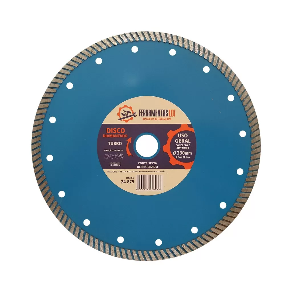 Disco Diamantado Turbo Concreto 9 Polegadas 230mm Furo 22mm Super Esmerilhadeira Makitão