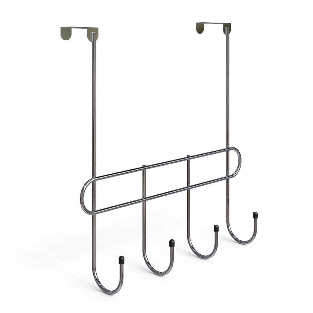 Cabide Cabideiro Suporte para Toalha Pra Porta 4 Ganchos e Cromado – ref.265