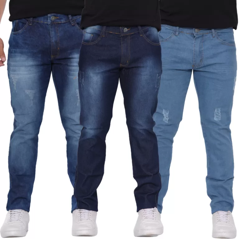 Kit 3 Calças Jeans Masculina Plus size e Normal S