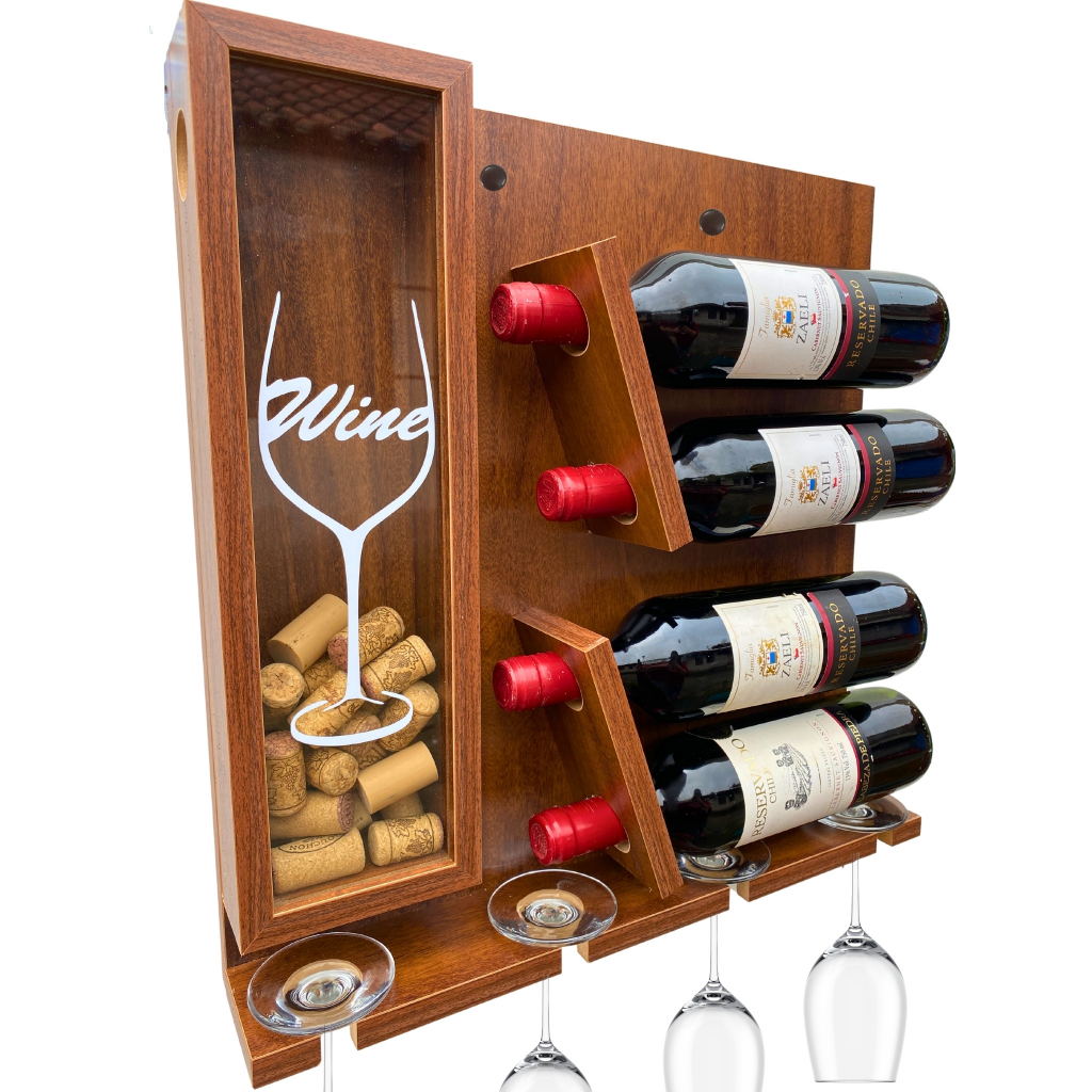 Adega de Parede para Vinhos Porta Taça e Rolhas 100% MDF