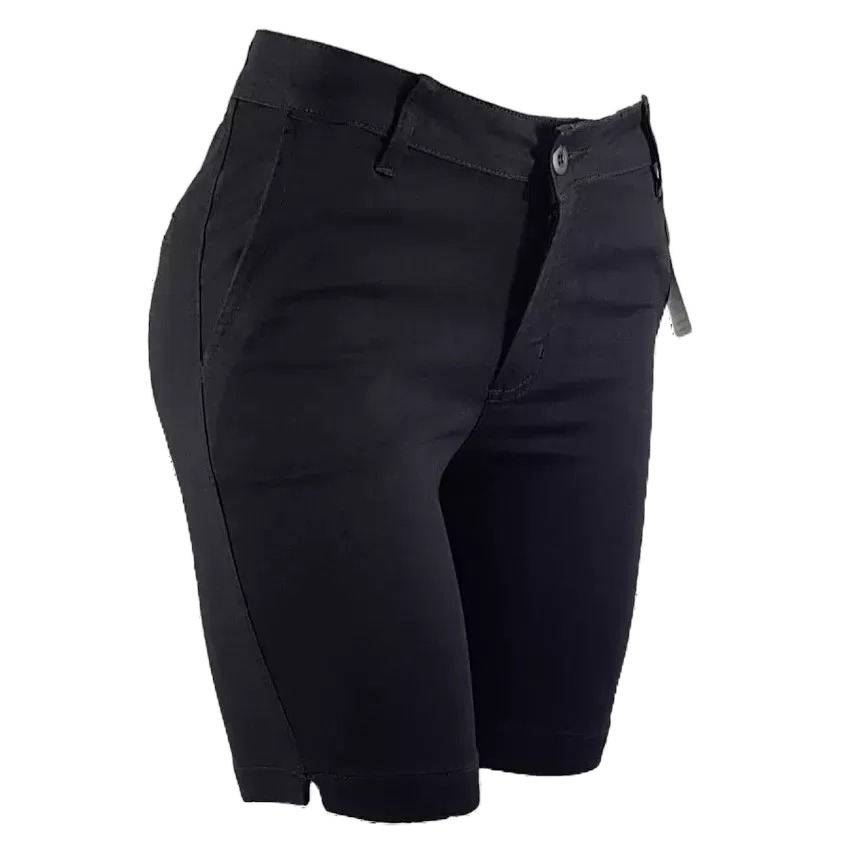 Bermuda social sarja bolso faca preta meia coxa lycra elastano basica casual