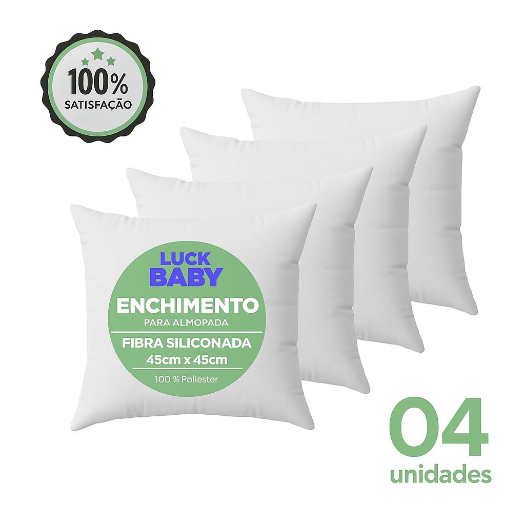 Kit com 4 Refil Enchimentos para Almofadas 45x45cm Flcos de Espuma
