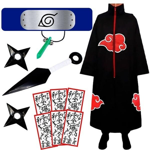 Akatsuki Capa Manto Nuvens Pulsos Gola Forrados Co