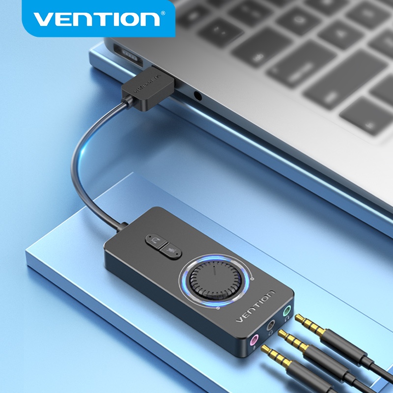 Vention Placa de Som USB Adaptador de Som Estéreo Externo Placa de Áudio Adaptador de Áudio de 3,5 m