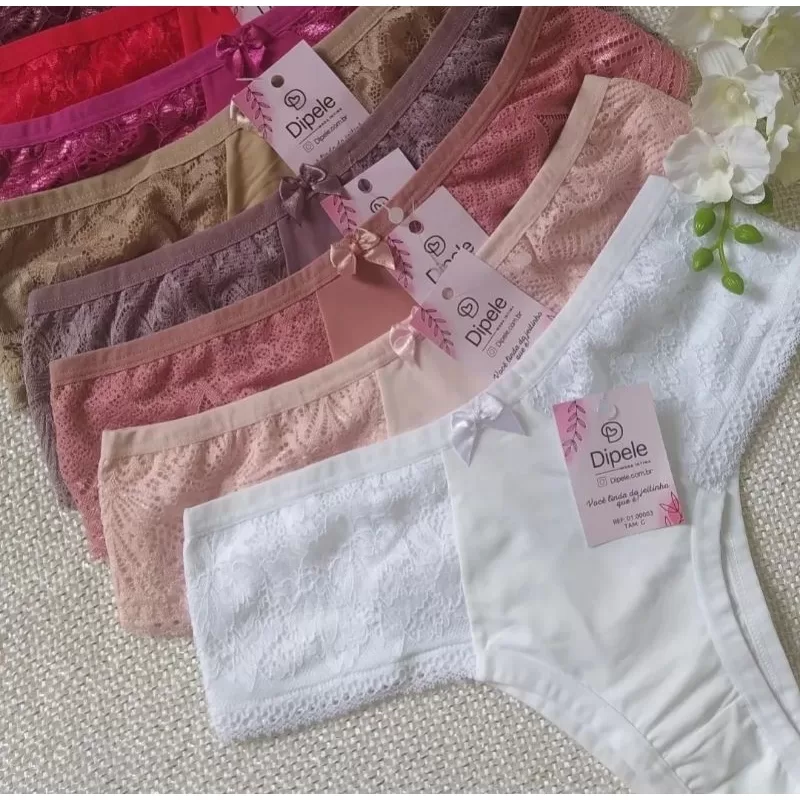 Kit 05 Calcinhas Tangão Lateral Renda De Microfibra FRETE GRATIS