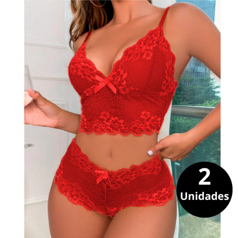 Conjuntos Lingerie Feminino de Renda Sexy Caleçon