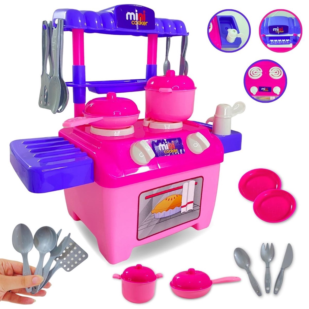Cozinha Infantil Completa Com Pia Fogao Forno E Utensilios