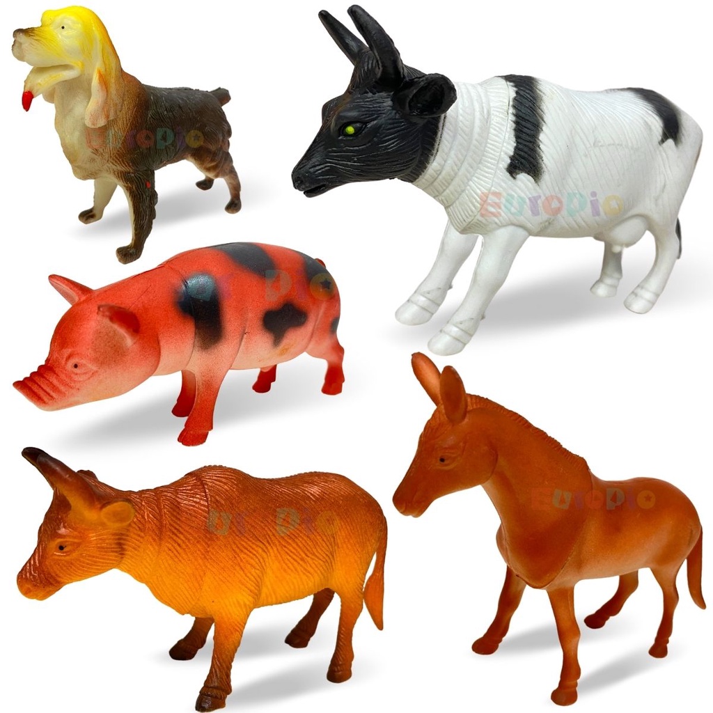 Fazenda de Brinquedo Animais de Borracha Vaca Cavalo Porco Fazendinha