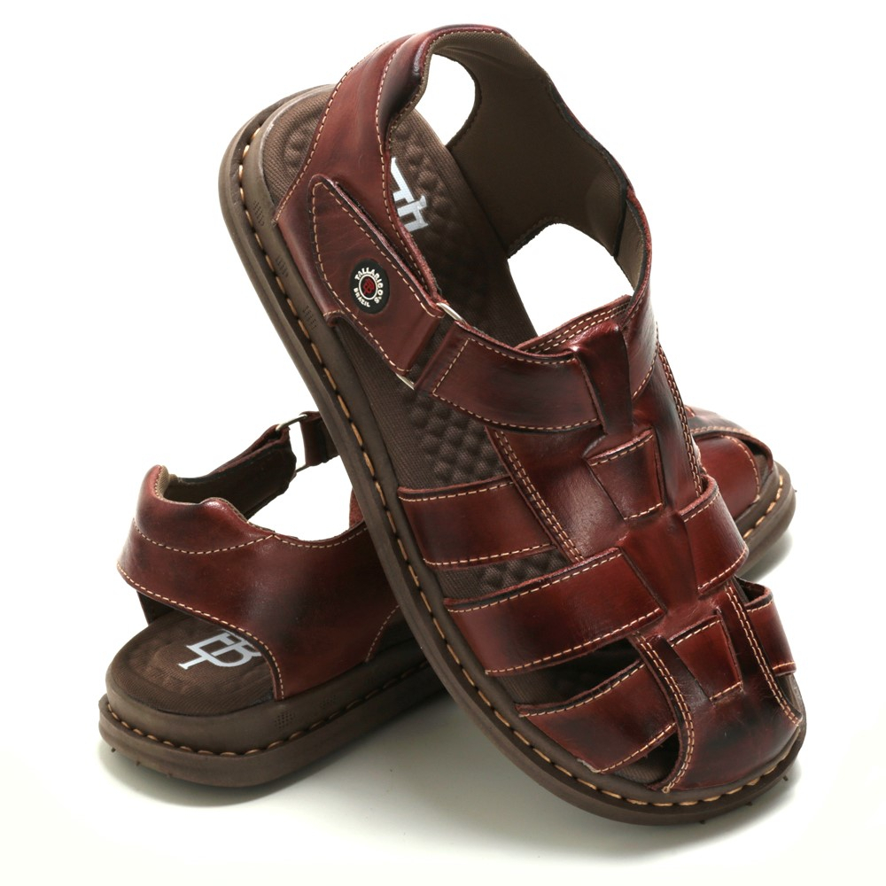 Sandália Franciscana Chinelo Ortopédico Masculino Anti Stress Couro Legítimo