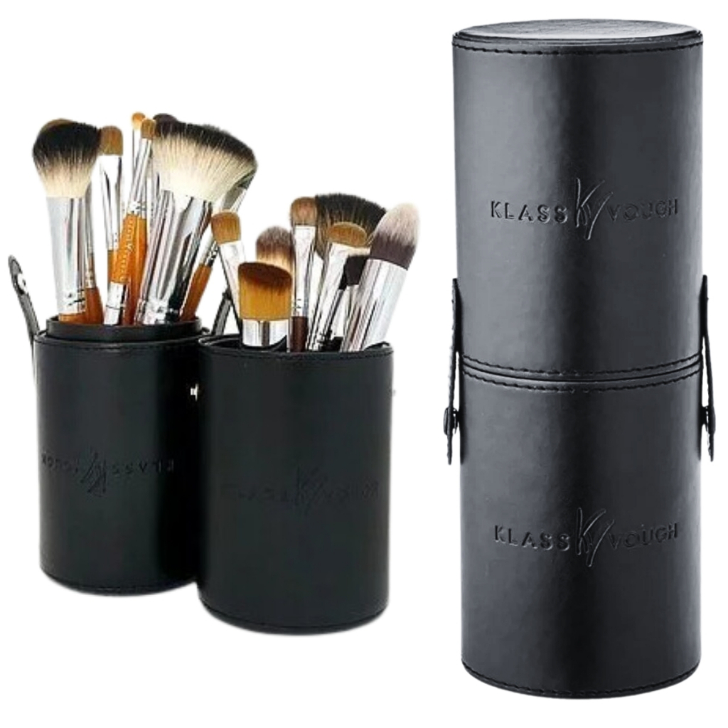 Porta Pincel de mesa Klassvough copo Cilíndrico 2 Em 1 Preto G