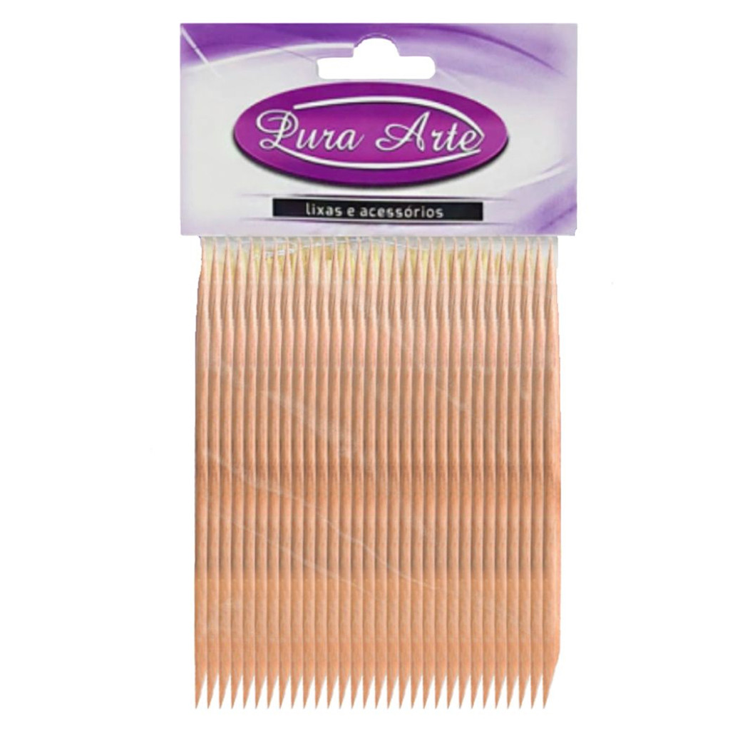 100 Palitos De Unha Para Cuticulas De Madeira Ponta Fina E Chanfrada Manicure Pedicure