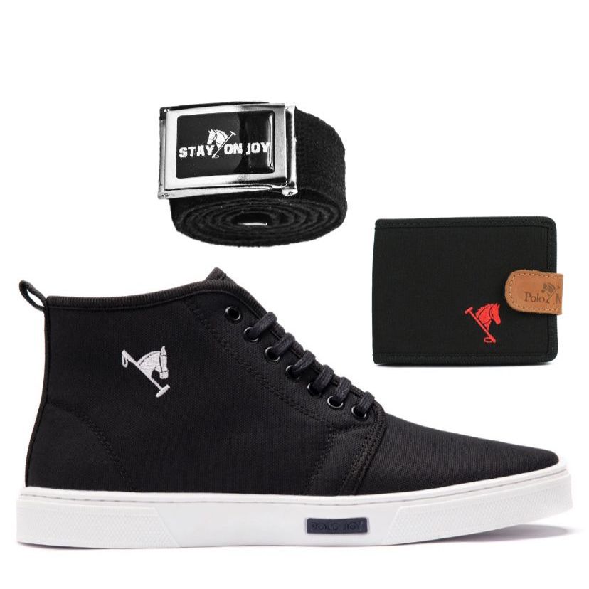 Tenis Sapatenis Polo Joy Masculino Sapatenis Cano Alto Bota + cinto + carteira