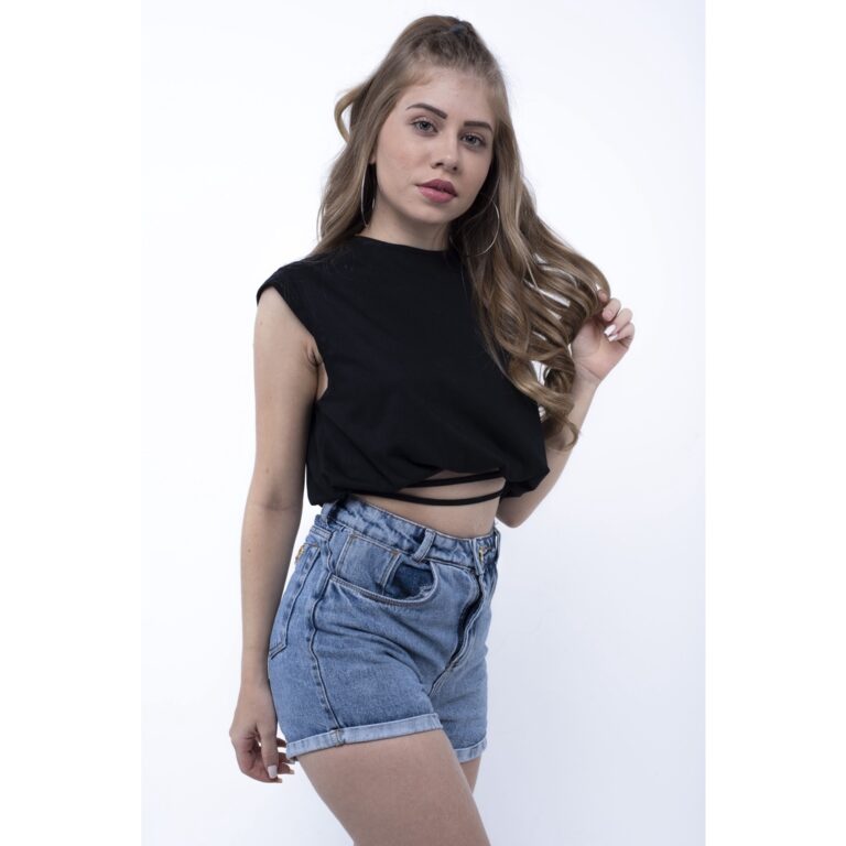Cropped Com Amarração Malha 100% algodão