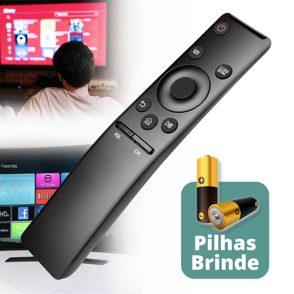 Controle Remoto Compatível Com Samsung Smart TV + 2 Pilhas