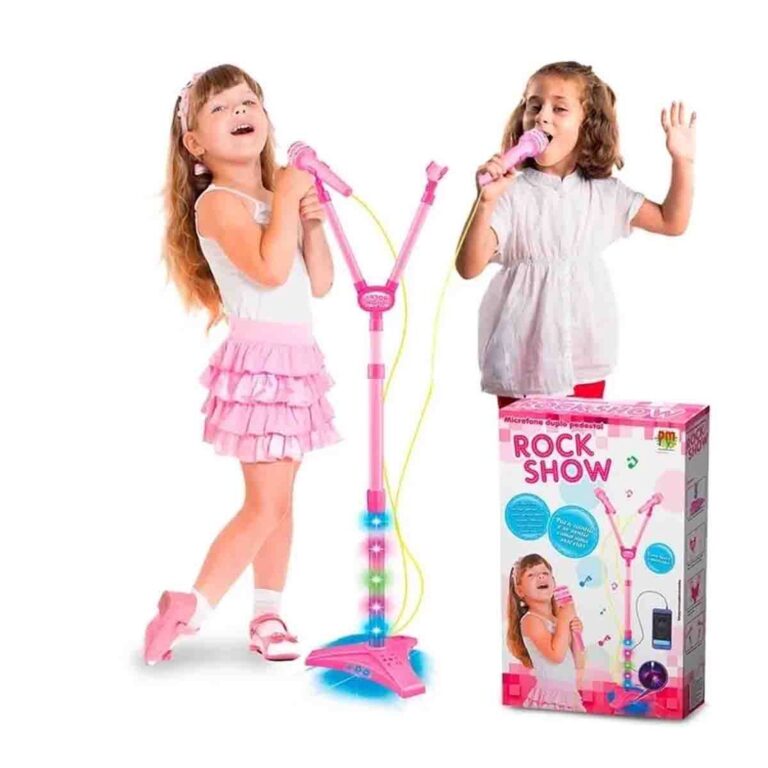 Microfone Infantil Duplo Rockshow Music Mp3 Luz Am
