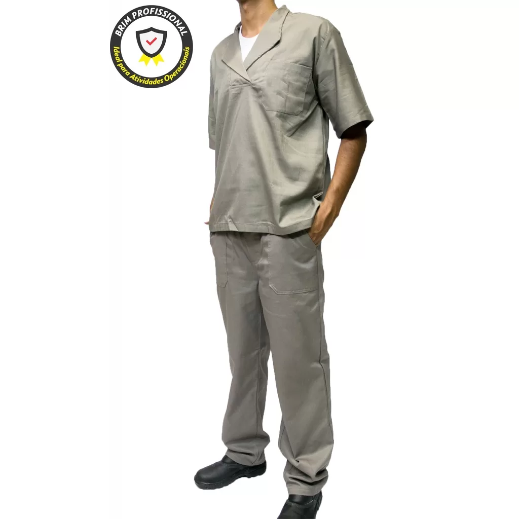 Conjunto Masculino Operacional – Camisa Gola Italiana + Calça Elástico – Trabalho Empresa Mecânica