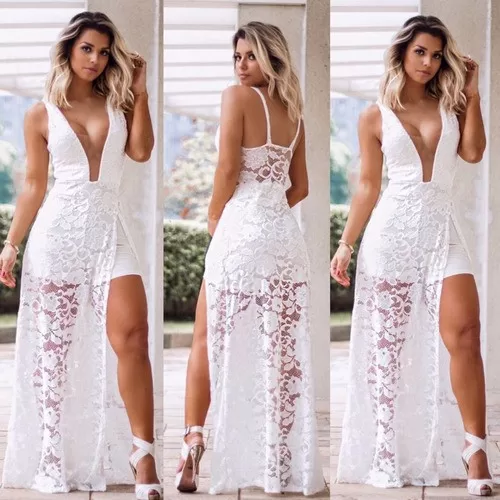 Vestido Rendado Com Transparência Casamento Pré 