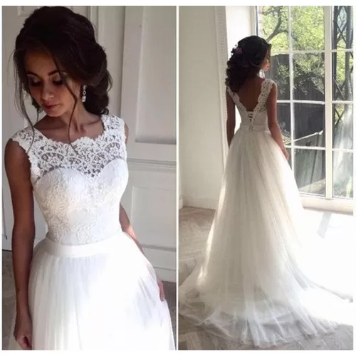 Vestido De Noiva Boho Chic Peito De Renda Com Deco