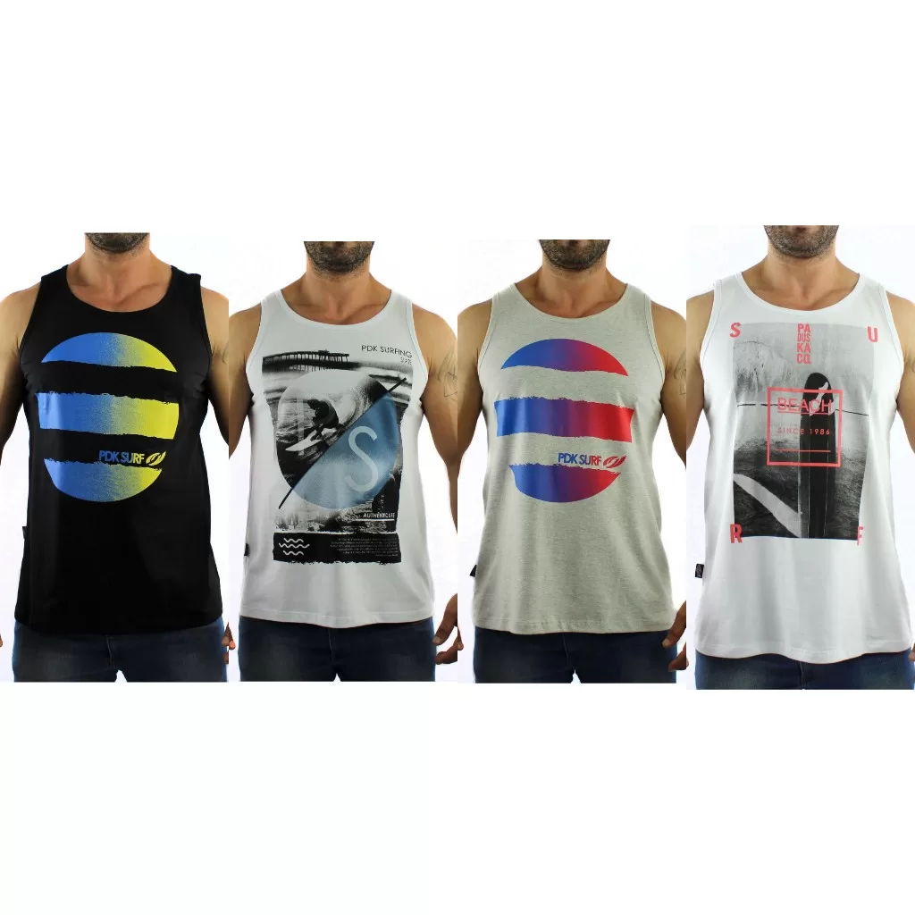 kit 5 Regata Surf Estampada Masculina Tamanho Grande Plus Size