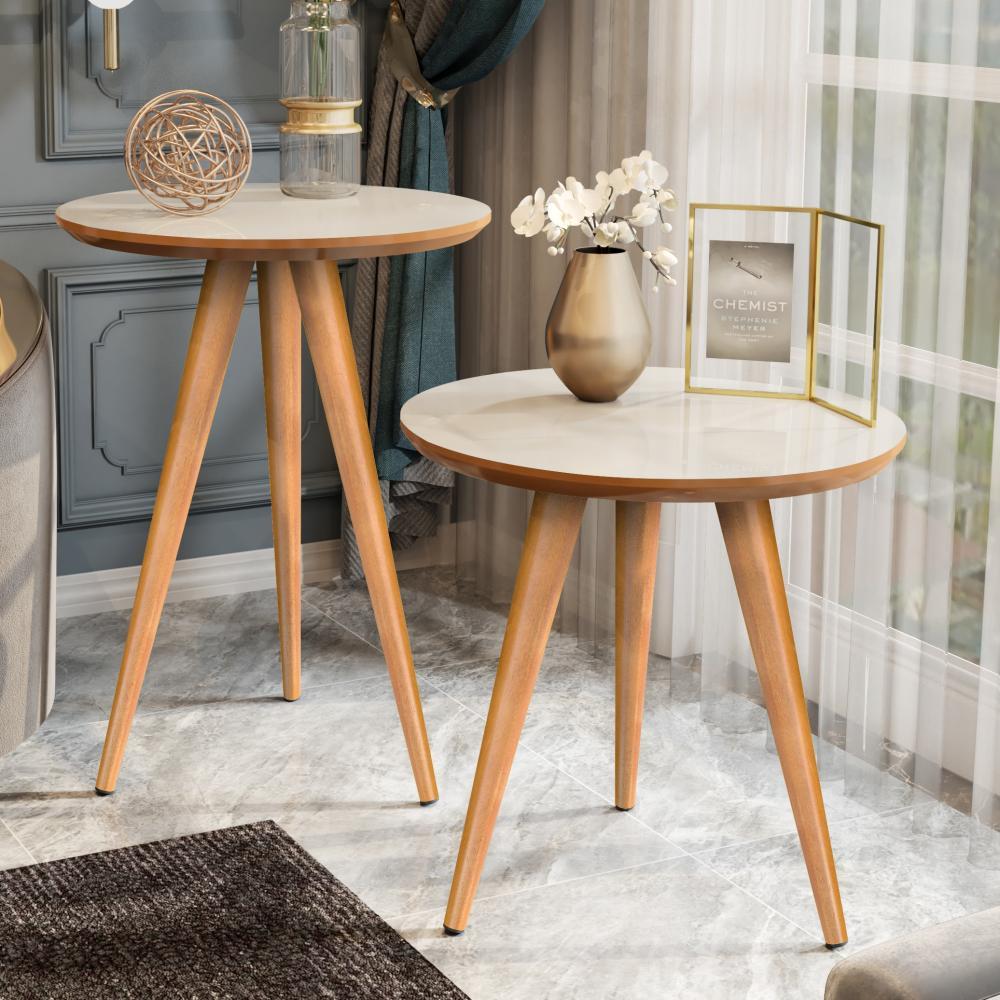 Conjunto de Mesas para Sala Classic Sofá Redonda com Pés Palito Decoração