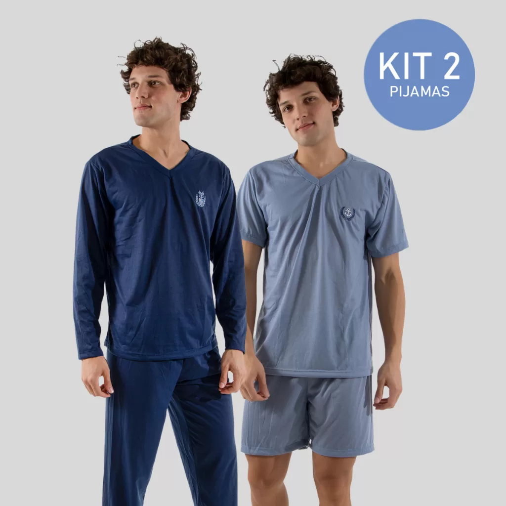 Pijama Masculino Longo e Curto KIT 2 UNIDADES Linha Noite Verão x Inverno SORTIDO