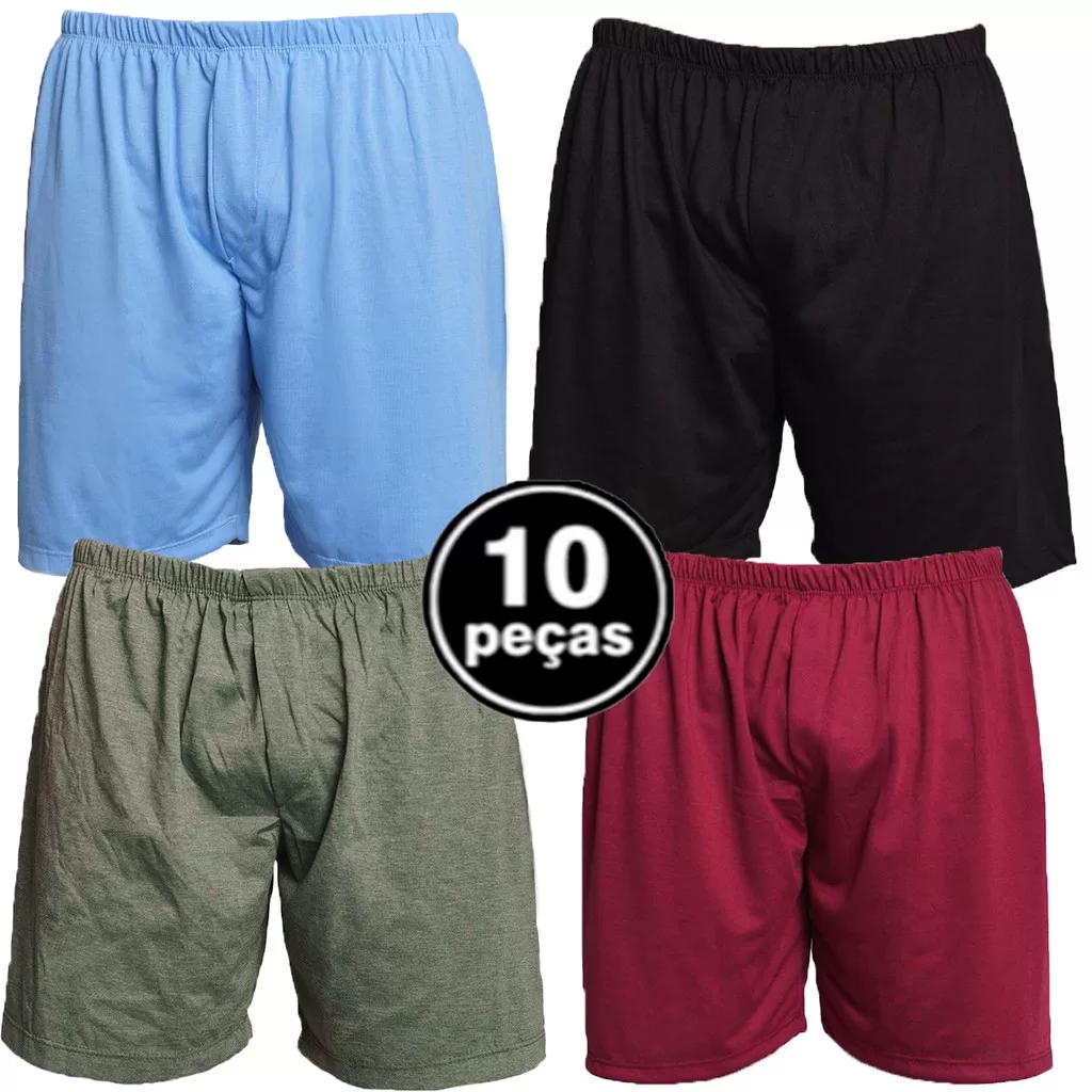 Kit 10 Samba Canção Cueca Malha Para Dormir Short Pijama Masculino