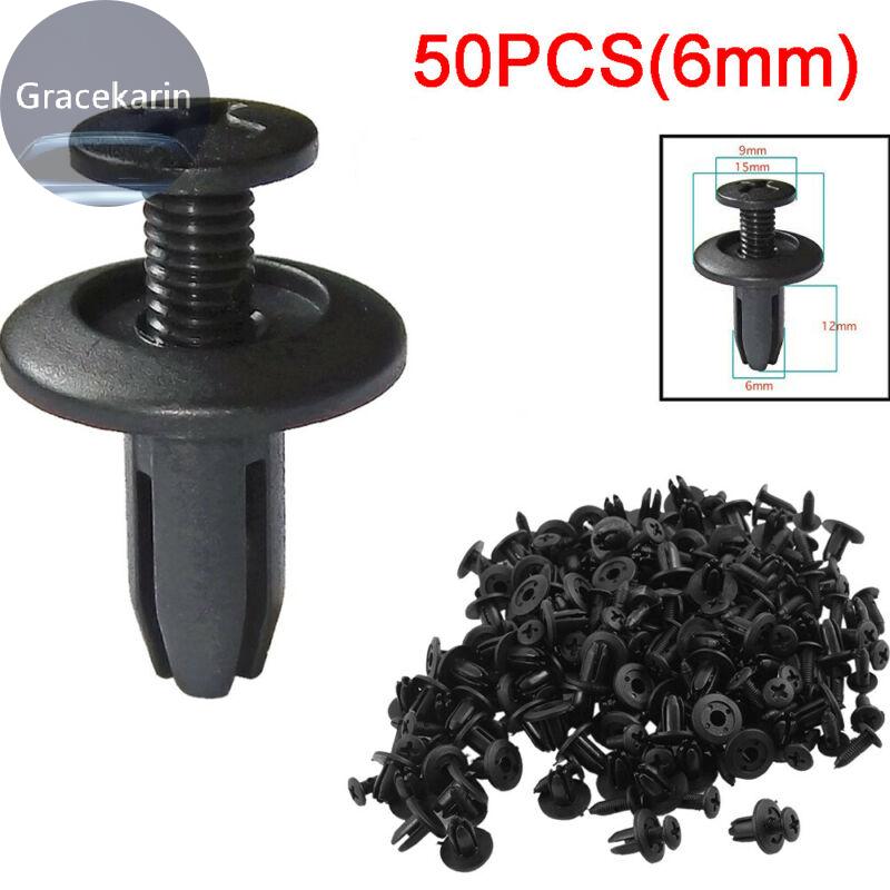 50 X Corpo Do Carro 6mm Furo Diâmetro Rebites De Plástico Prendedor Fender Pára-Choques Push-Pin Cli