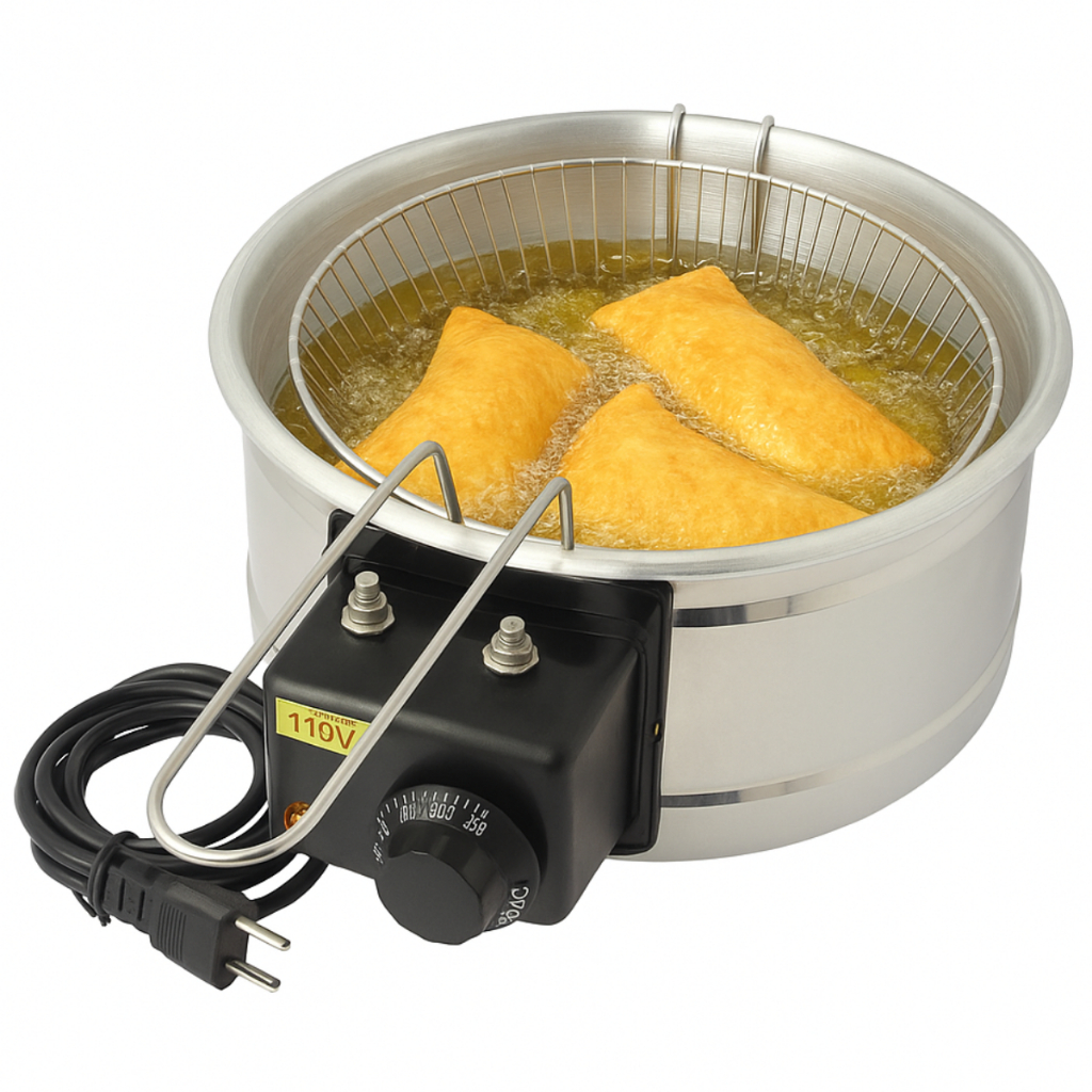 Fritadeira Elétrica de pastel Tacho 5 Litros Redonda Inox 110v e 220v Fritura batata Pastelaria
