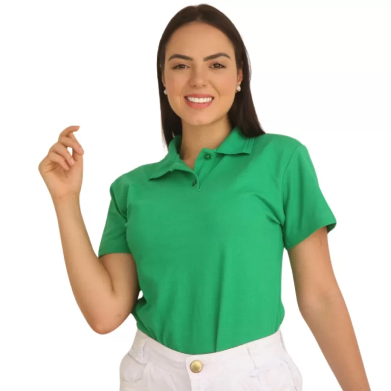 Camiseta Polo Piquet Feminina Branca Manga Curta B