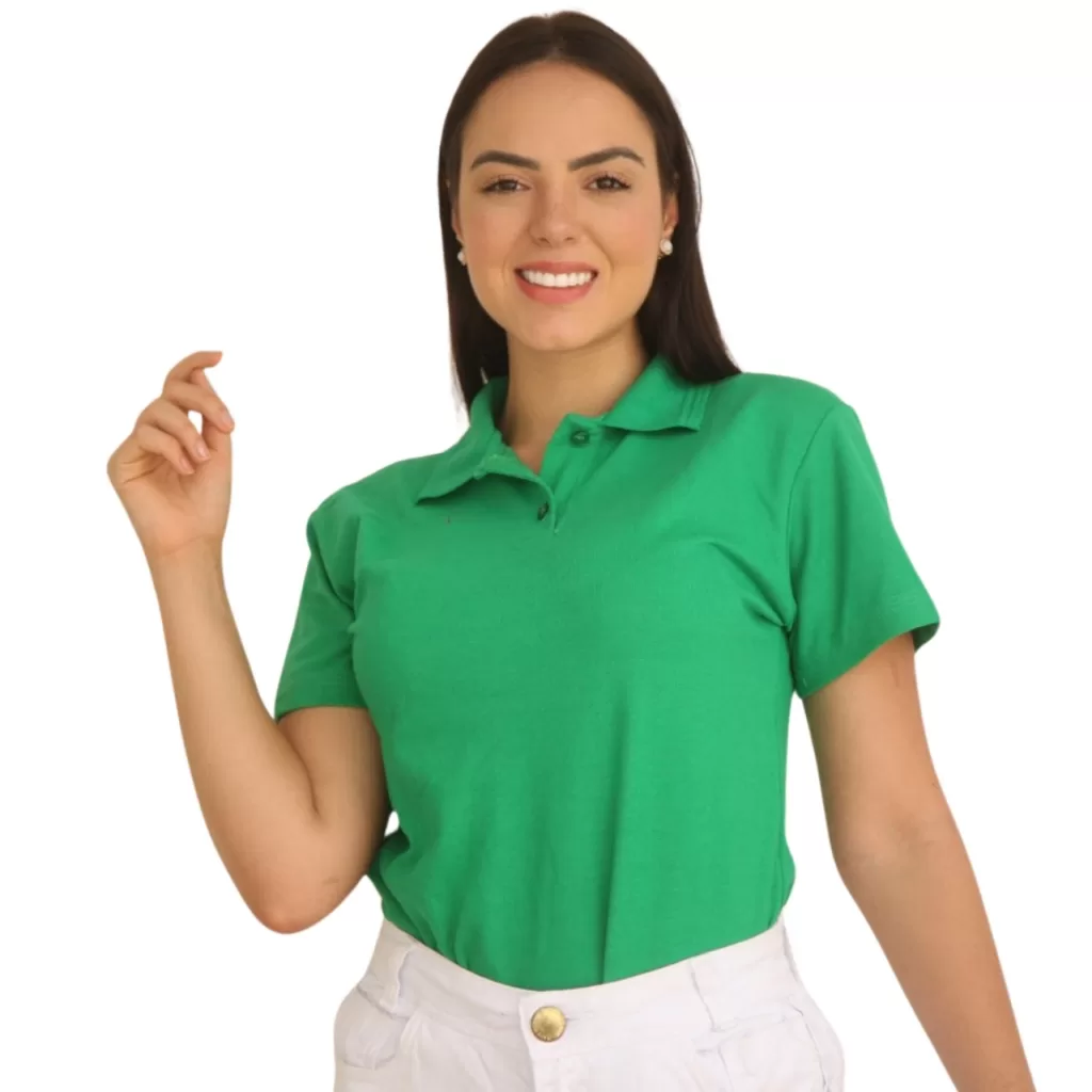 Camiseta Polo Piquet Feminina Branca Manga Curta Barato D+